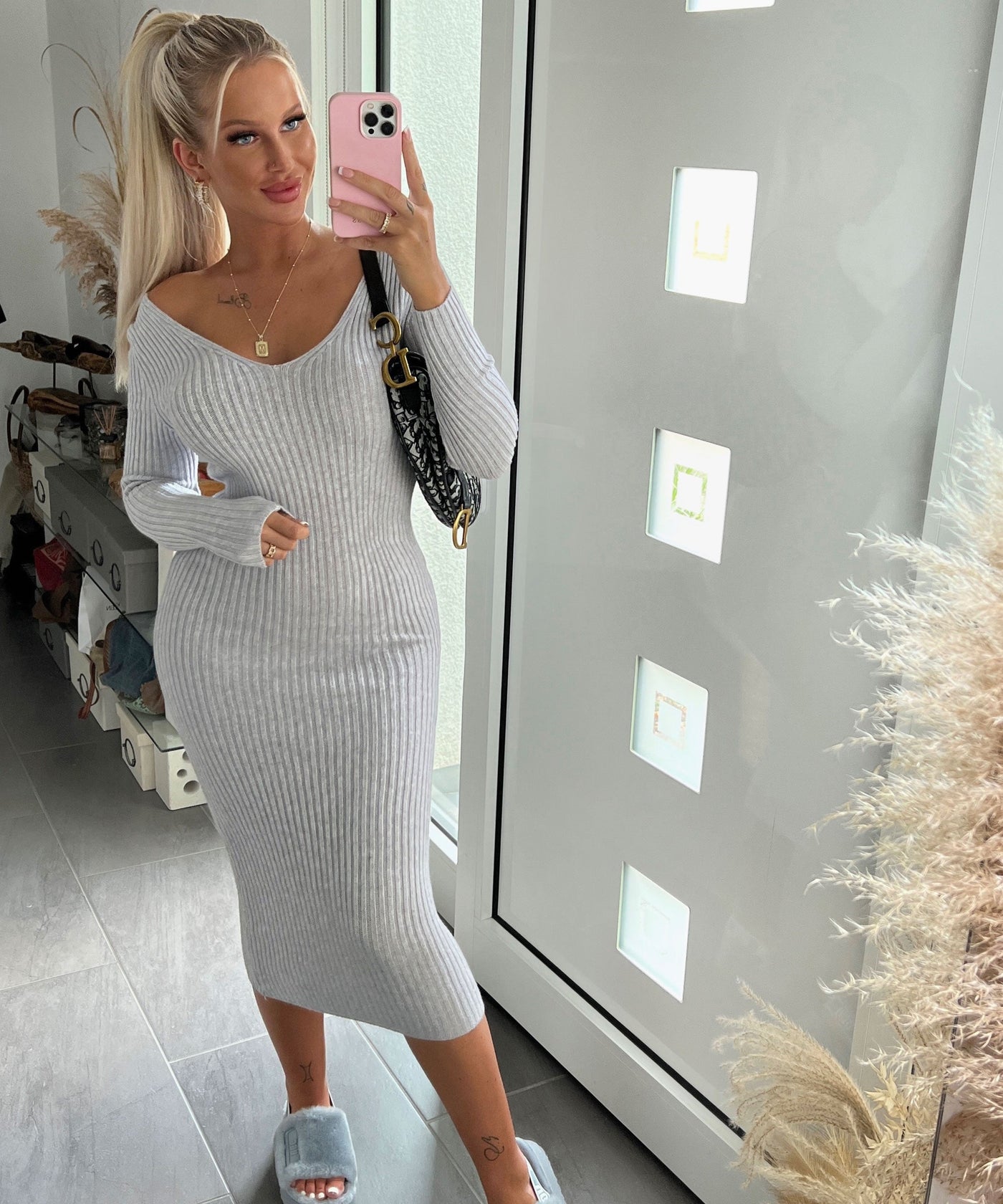 April Gray Knitted Dress