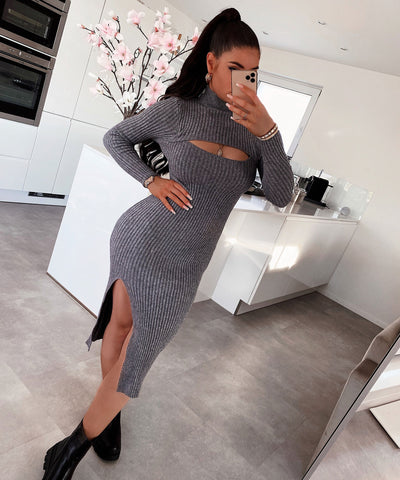 Leyre Dark Gray Knitted Dress