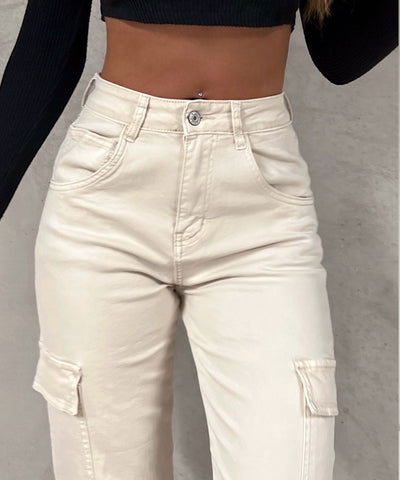 Stretch Cargojeans Elena Beige