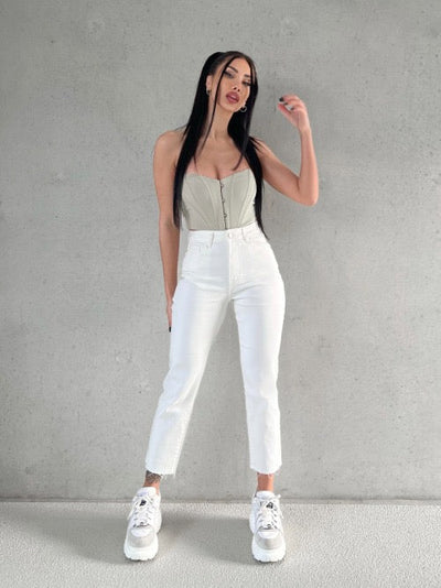 White Lorena Mum Jeans