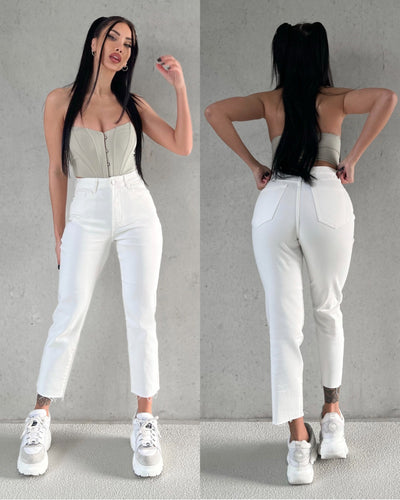 White Lorena Mum Jeans