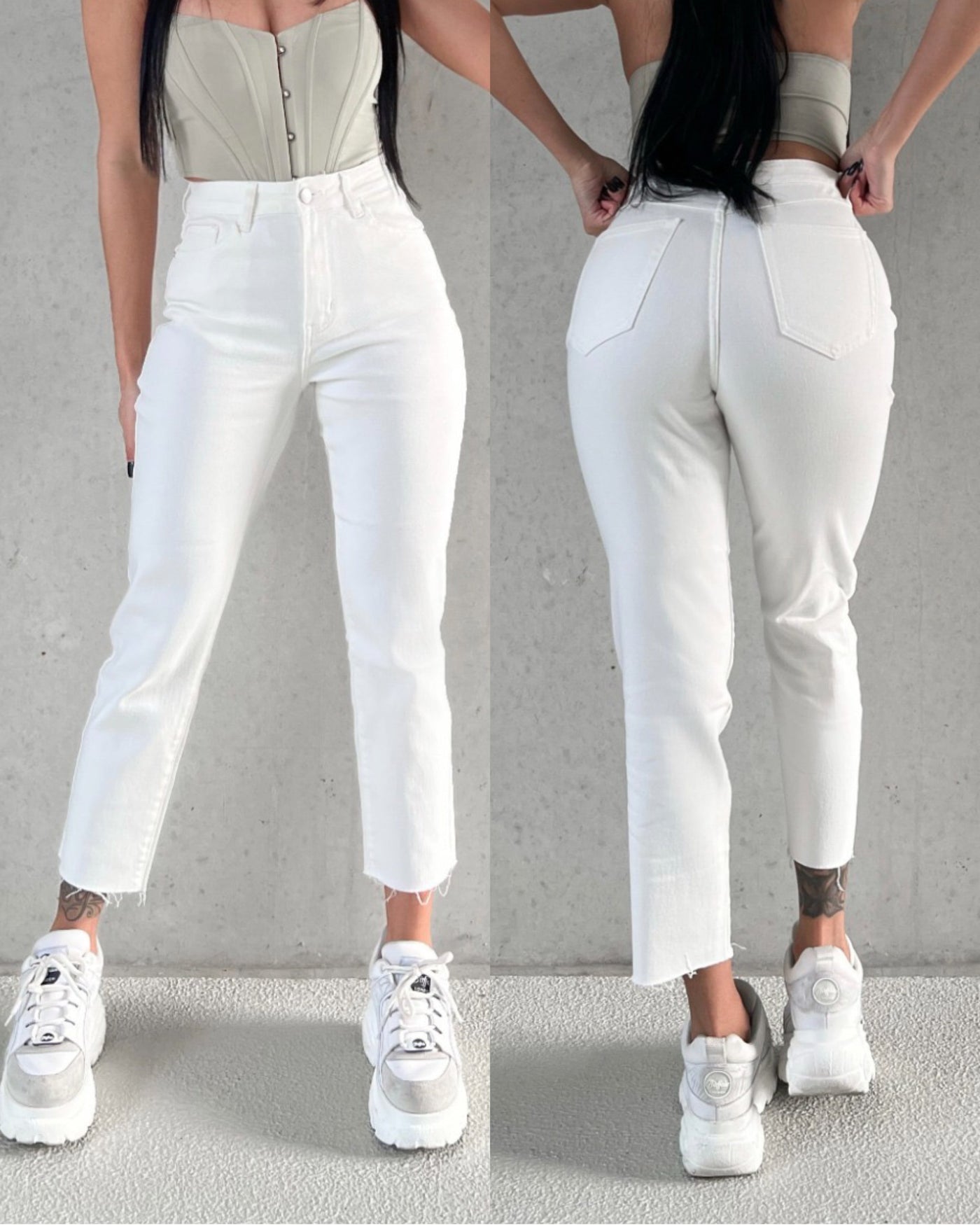 White Lorena Mum Jeans