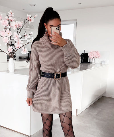 Leila Camel Sweater Dress