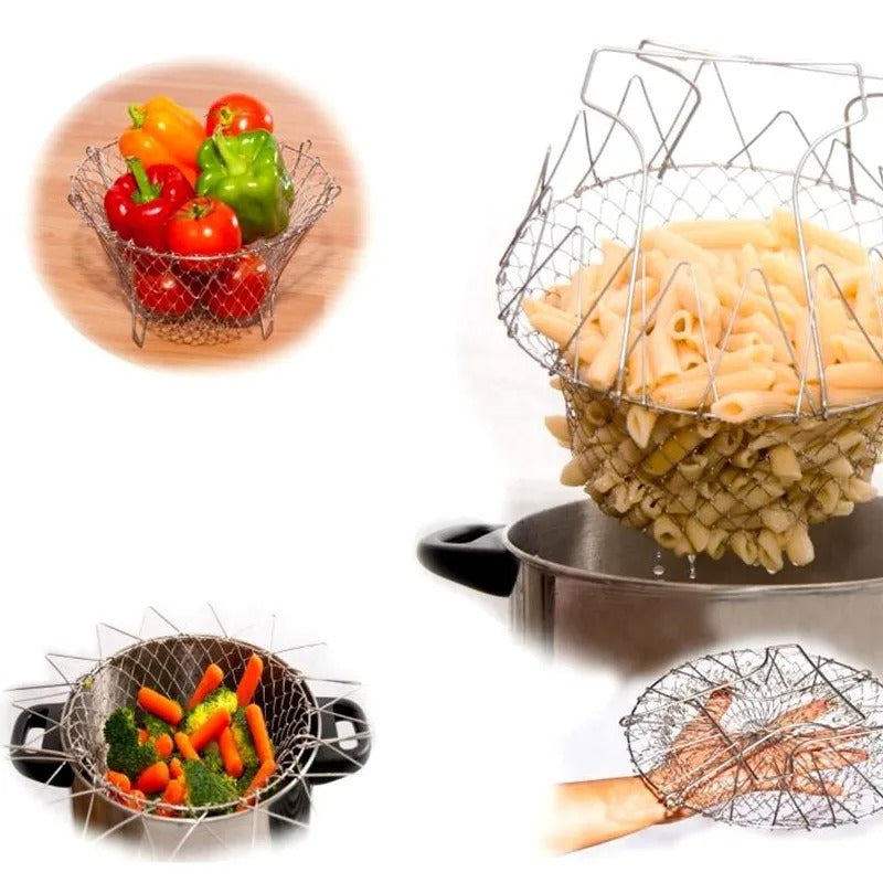 ChefPro™ – Cooking basket with retractable stainless steel sieve (50% discount)