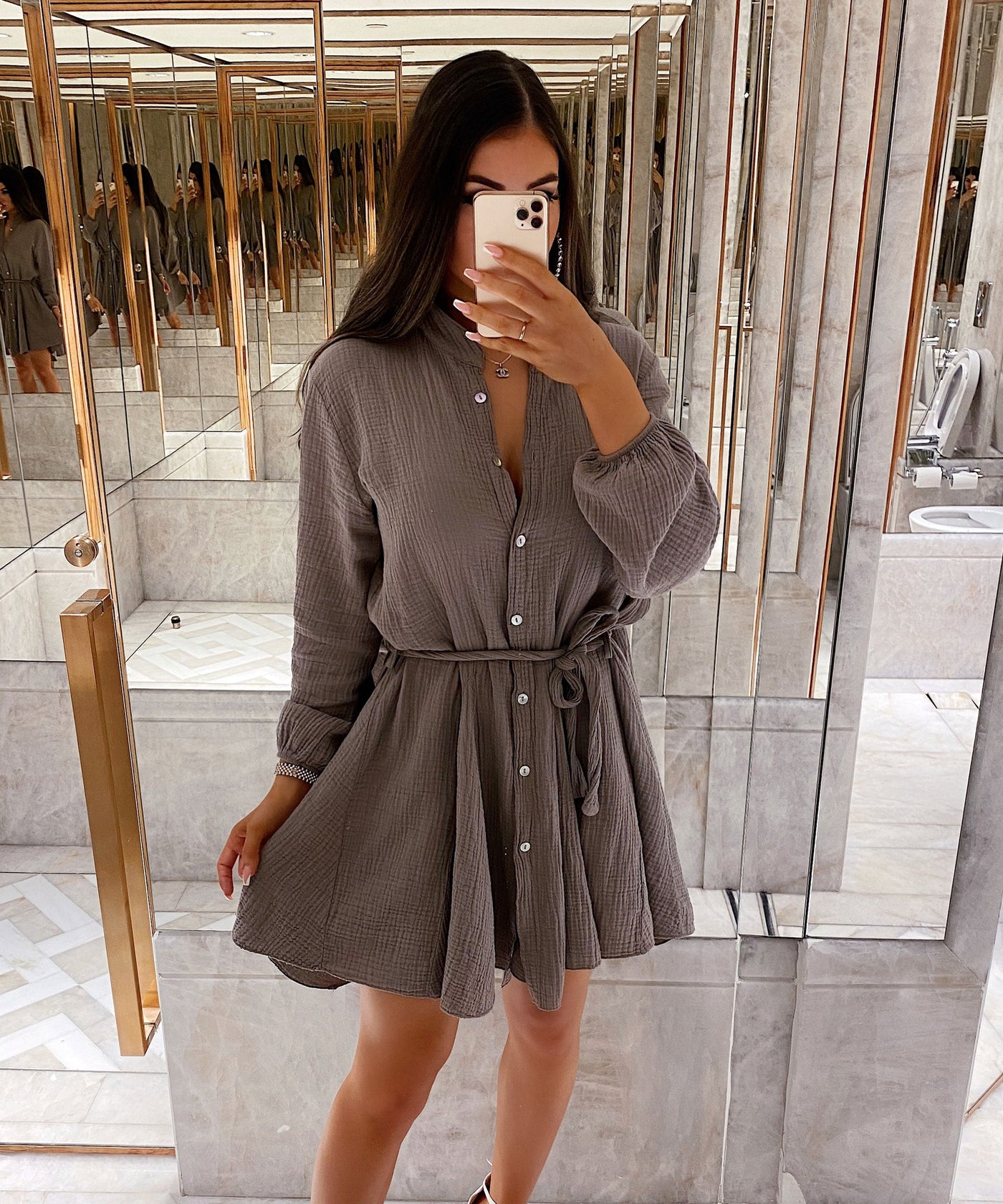 Musselin Dress Daisy Taupe