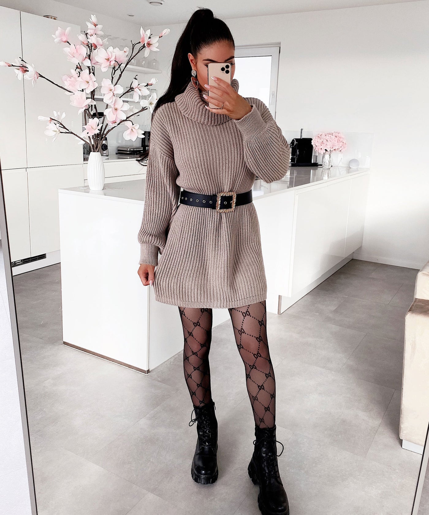 Leila Camel Sweater Dress