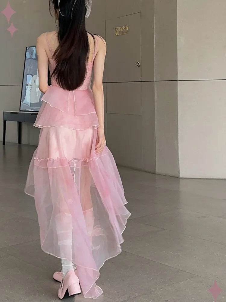 Noémie™- Sakura Rosa High Low Skirt Dress Flounce (50% OFF)