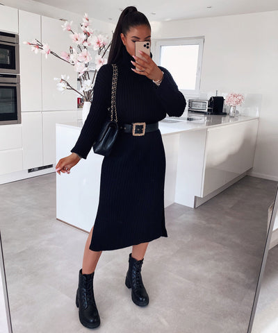 Rowan Black Knit Dress