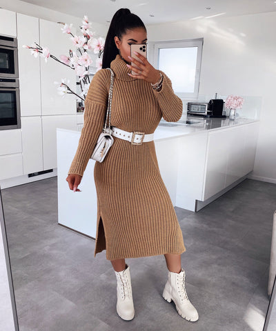 Rowan Camel Knit Dress